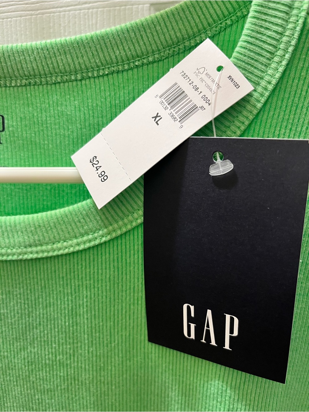 GAP Short Sleeve Ribbed Tee in Light Green (Size XL) NEW WITH TAGS - Picture 3 of 3